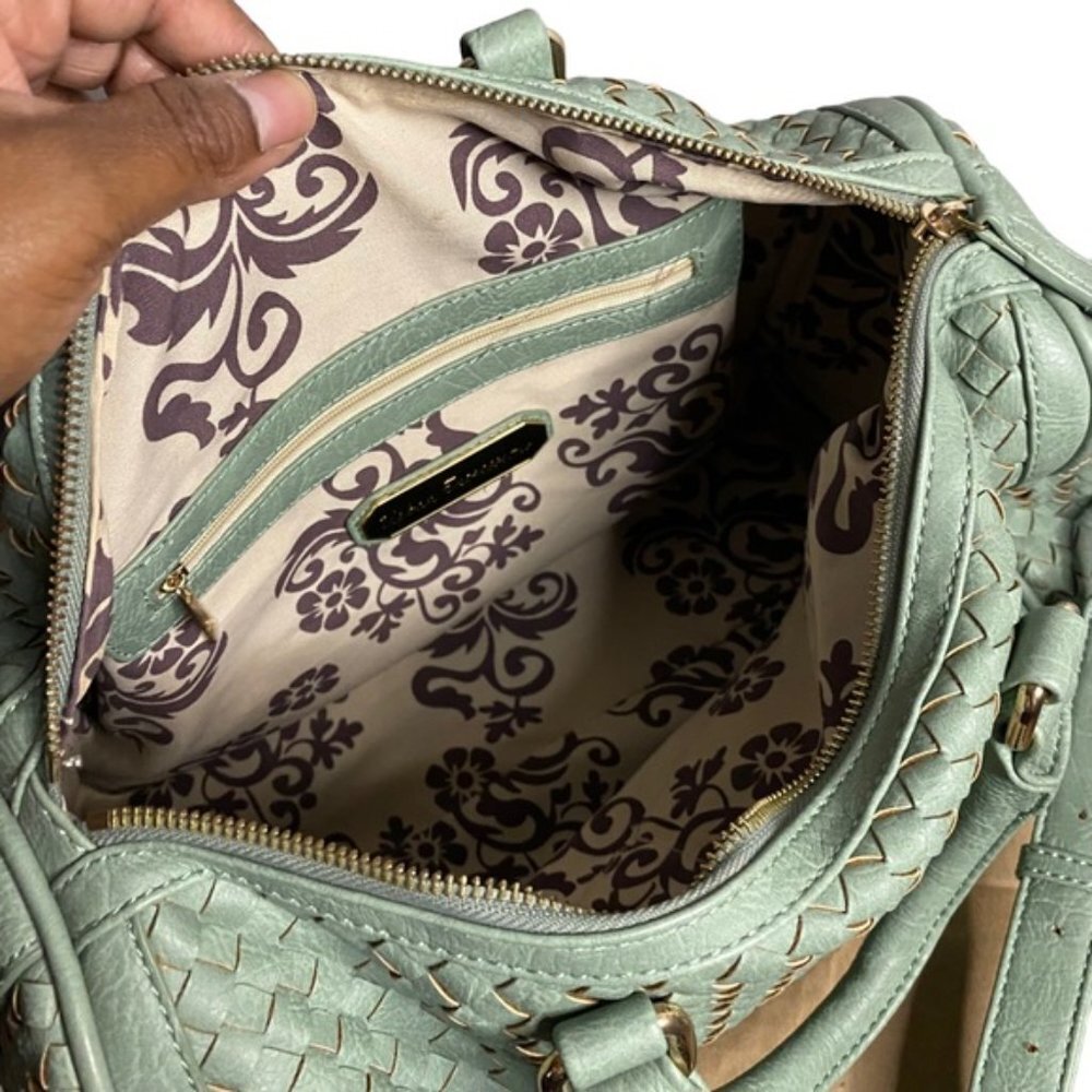 Urban Expressions Green Woven Weave Shoulder Satchel Tote Bag - Picture 6 of 9